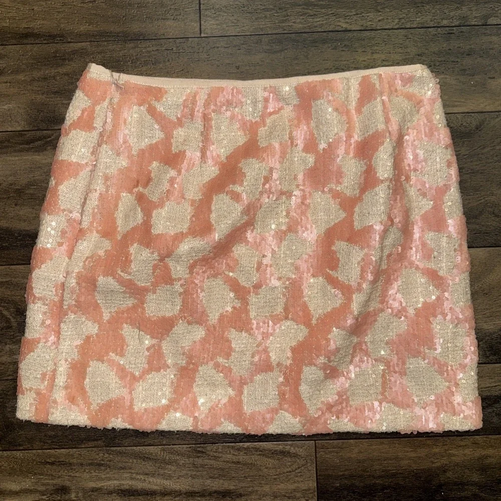 Banana Republic Sequin-Embellished Mini Skirt Women's Size 8 Pink & Beige